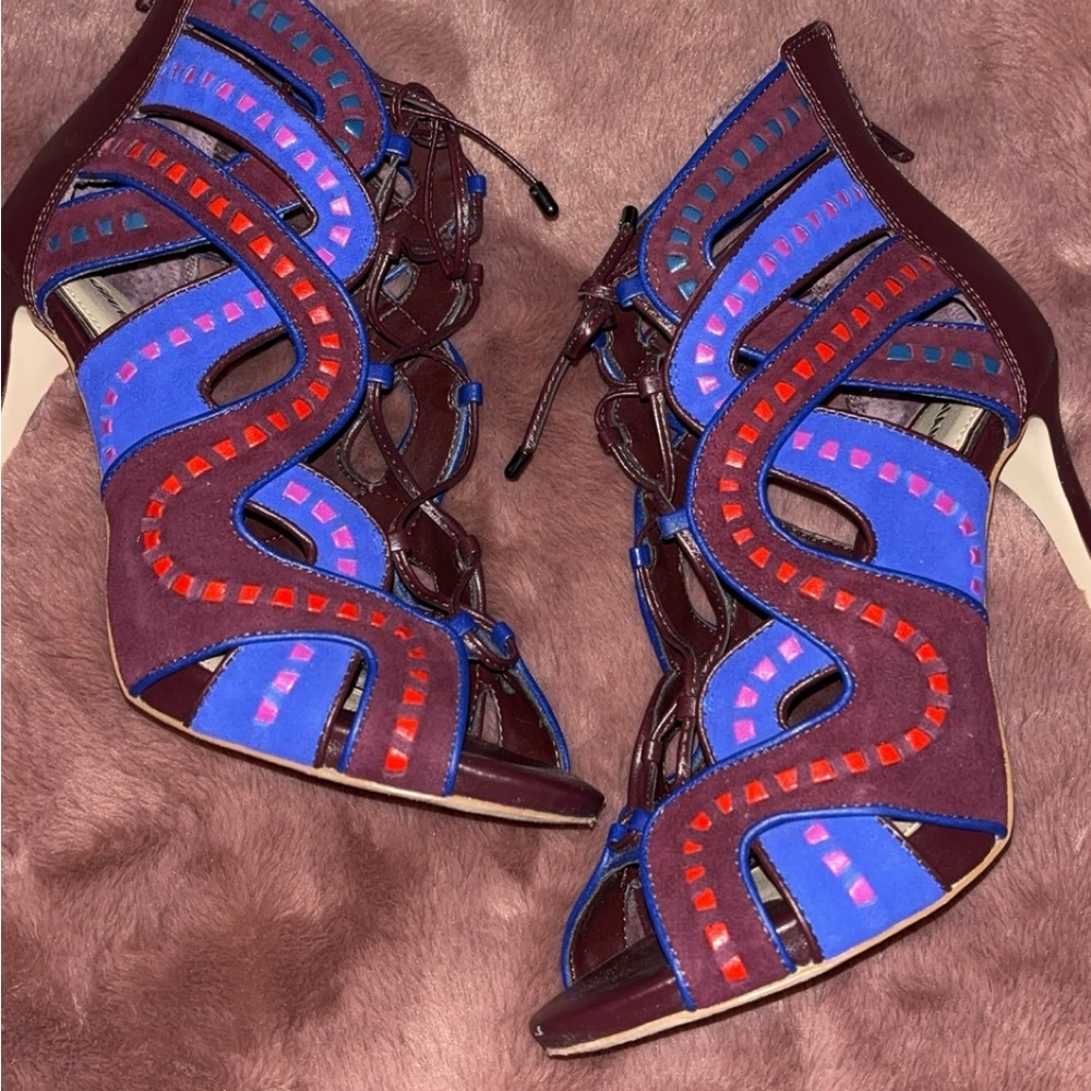 Colorful Women's Lace-Up Heels